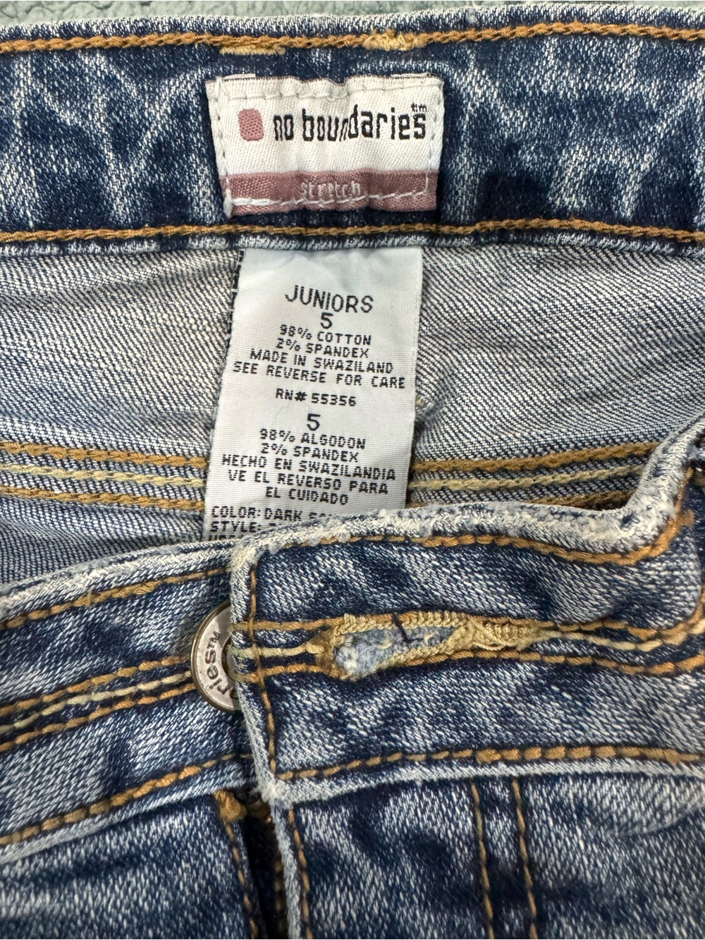 No Boundaries Women's Denim Jean Shorts - Blue - Picture 3 of 4